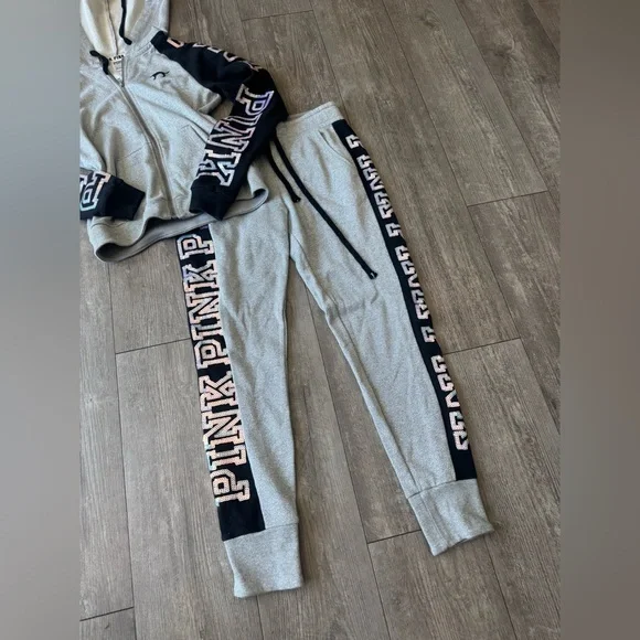 PINK Victoria's Secret luxurious limited edition Gray and Black Tracksuit